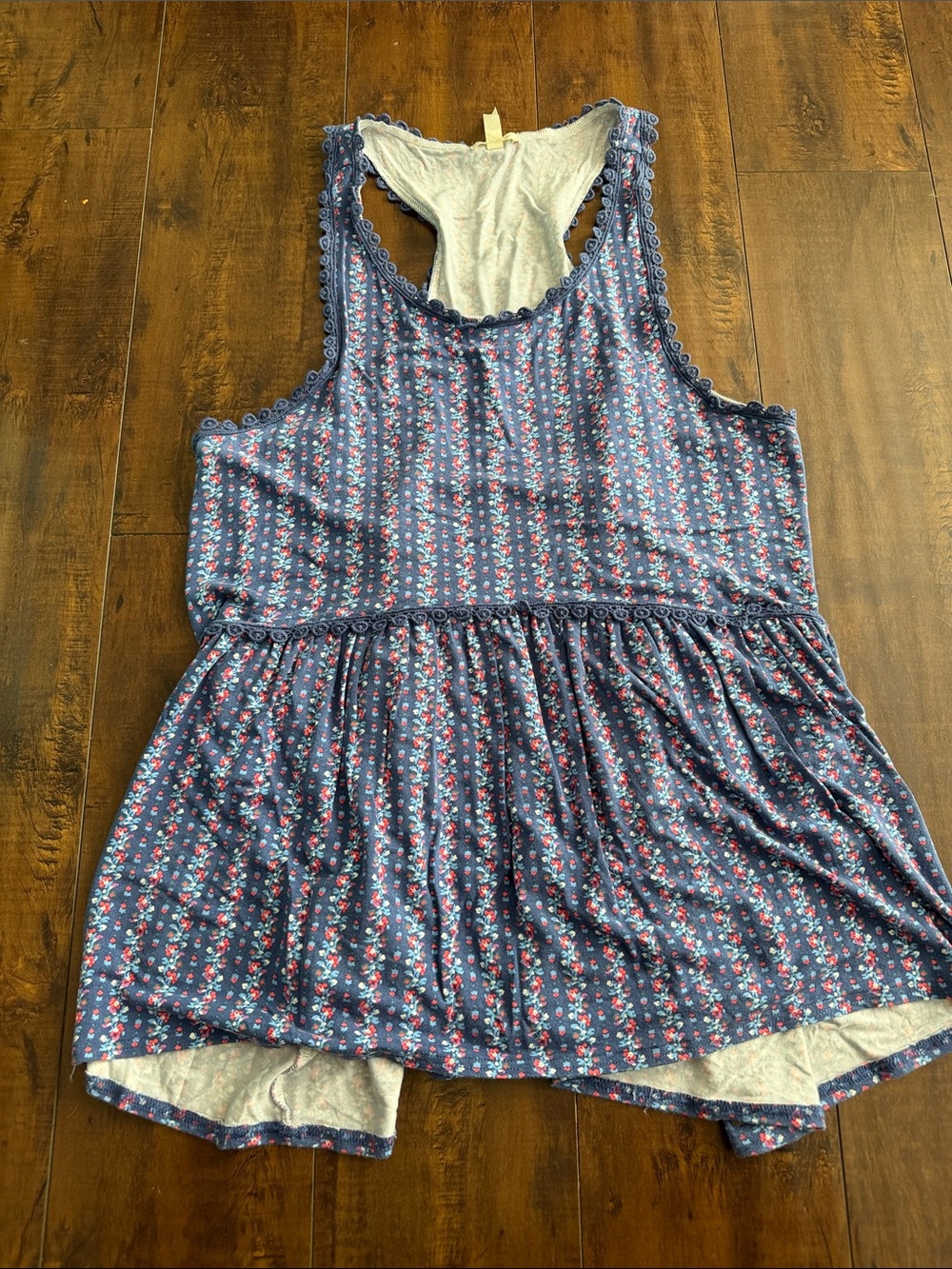 Matilda Jane Navy Floral Peplum Tank Top